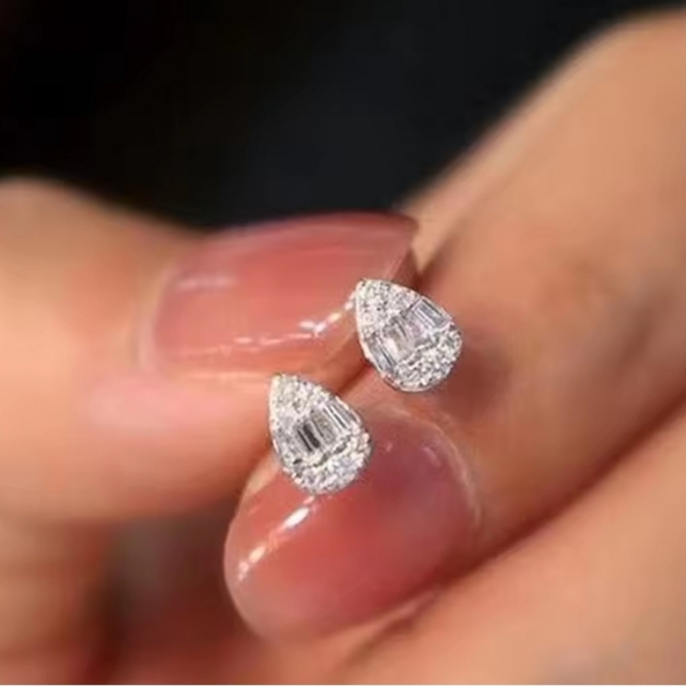 Dainty Water Drop CZ Earrings - Picture 4 of 7
